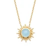 Maison de la Bijouterie Collier femme plaqué or agate bleue serti clos - UW3YUZ45 | Femme Collier Et Pendentif