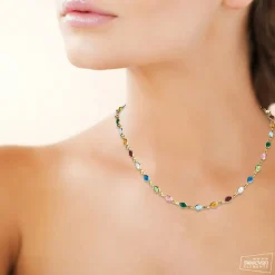 Maison de la Bijouterie Collier femme plaqué or cristal serti clos serti clos multicolor - YVW0VZ45 | Femme Collier Et Pendentif