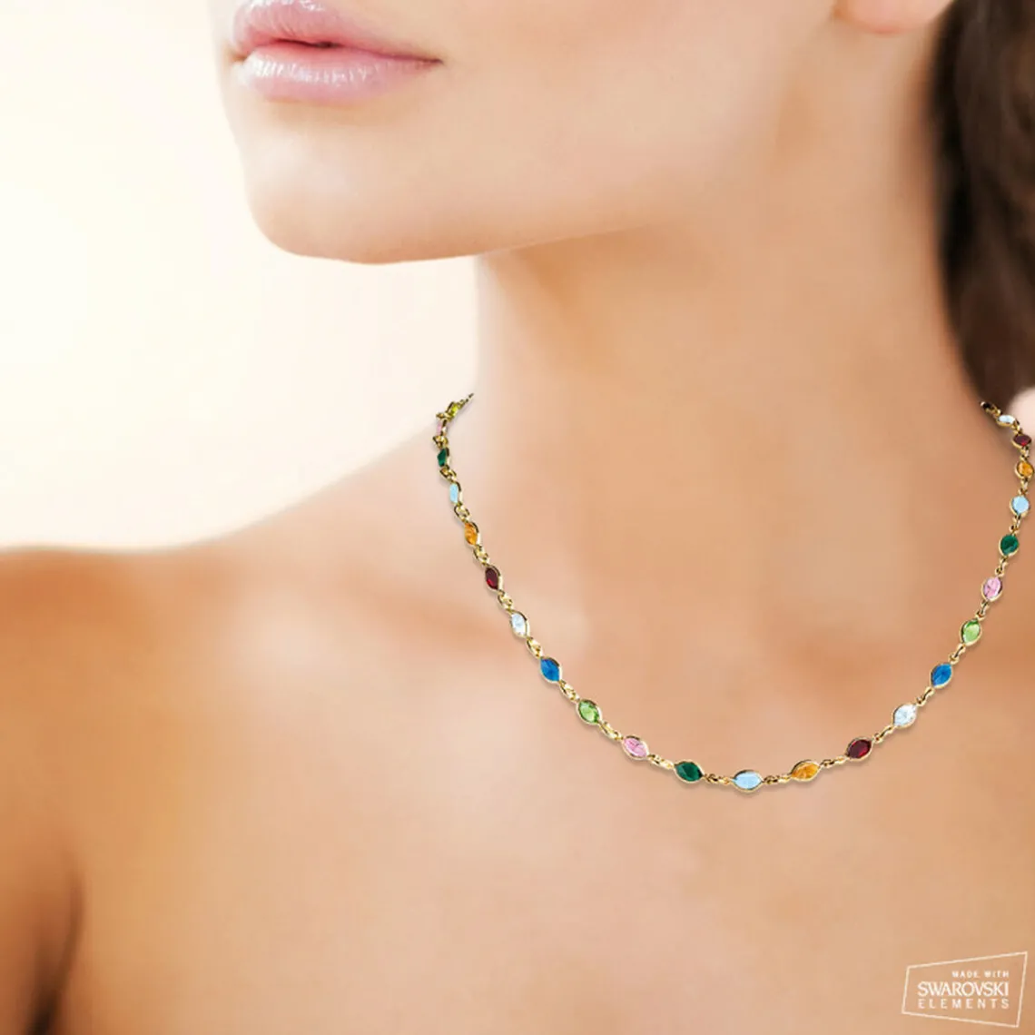 Maison de la Bijouterie Collier femme plaqué or cristal serti clos serti clos multicolor - YVW0VZ45 | Femme Collier Et Pendentif