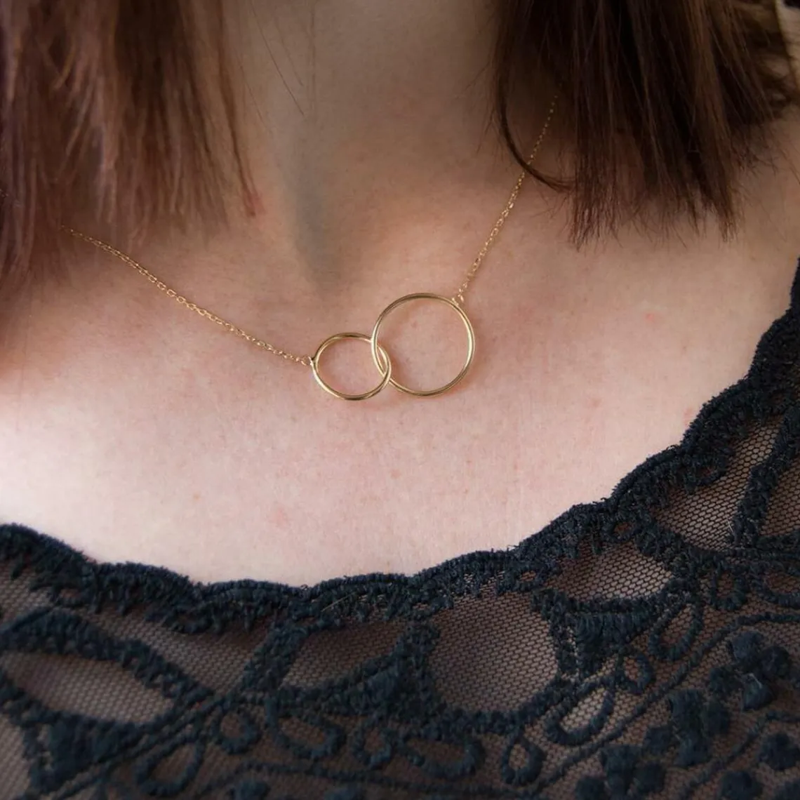 Maison de la Bijouterie Collier femme plaqué or double cercle - UYZZ5U45 | Femme Collier Et Pendentif