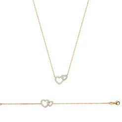 Maison de la Bijouterie Collier Femme plaqué or double coeurs UWZ6V645 | Femme Collier Et Pendentif