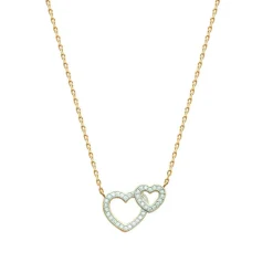 Maison de la Bijouterie Collier Femme plaqué or double coeurs UWZ6V645 | Femme Collier Et Pendentif