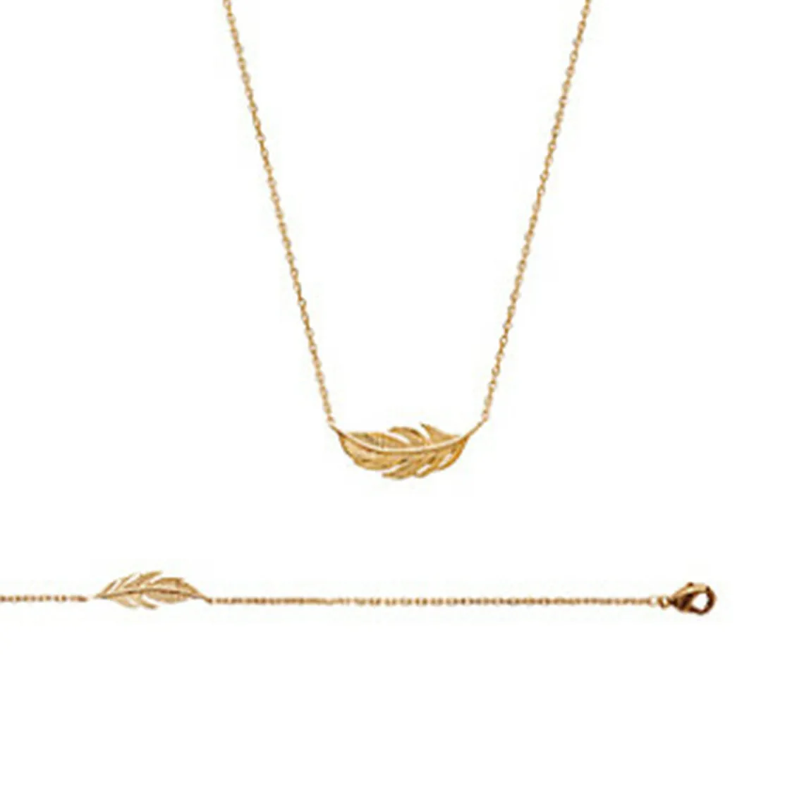 Maison de la Bijouterie Collier femme plaqué or feuillage - UYZ35345 | Femme Collier Et Pendentif