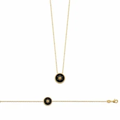 Maison de la Bijouterie Collier femme plaqué or laque noir - UYZ6W345 | Femme Collier Et Pendentif