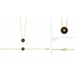 Maison de la Bijouterie Collier femme plaqué or laque noir - UYZ6W345 | Femme Collier Et Pendentif