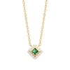 Maison de la Bijouterie Collier femme plaqué or oxyde et pierre verte UW3UV445 | Femme Collier Et Pendentif