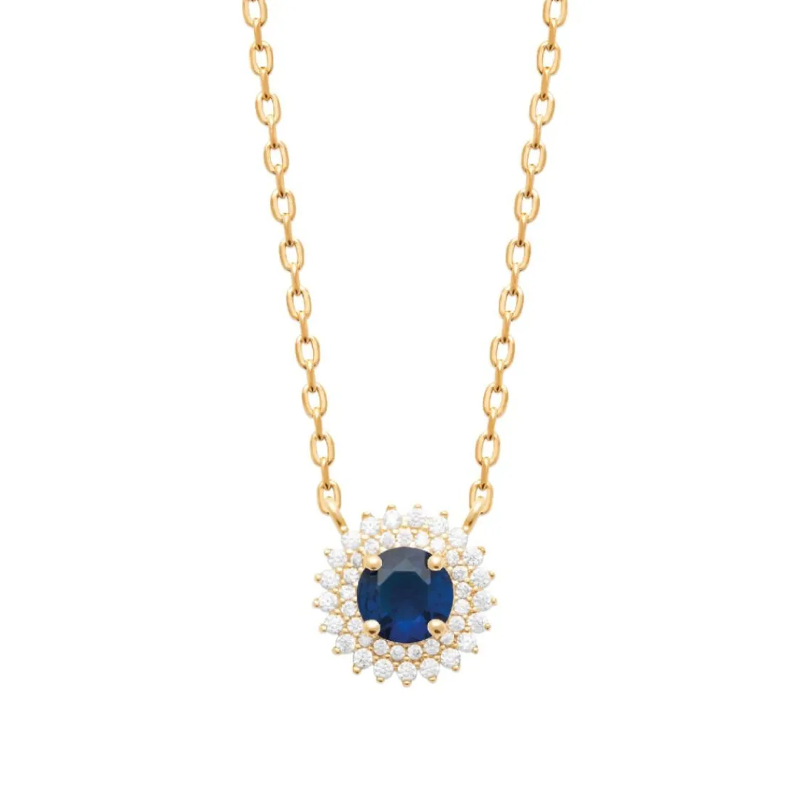 Maison de la Bijouterie Collier femme plaqué or oxyde et pierre bleue UW3UVZ45 | Femme Collier Et Pendentif