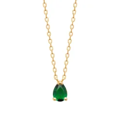Maison de la Bijouterie Collier femme plaqué or pendentif oxyde verte UW3UW645 | Femme Collier Et Pendentif