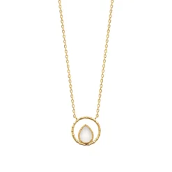 Maison de la Bijouterie Collier femme plaqué or pierre de lune serti griffe - UW3ZU445 | Femme Collier Et Pendentif