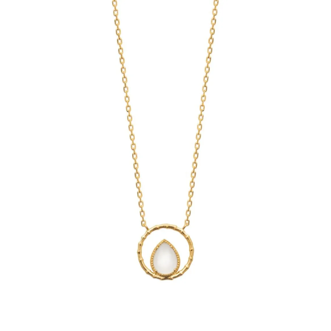 Maison de la Bijouterie Collier femme plaqué or pierre de lune serti griffe - UW3ZU445 | Femme Collier Et Pendentif