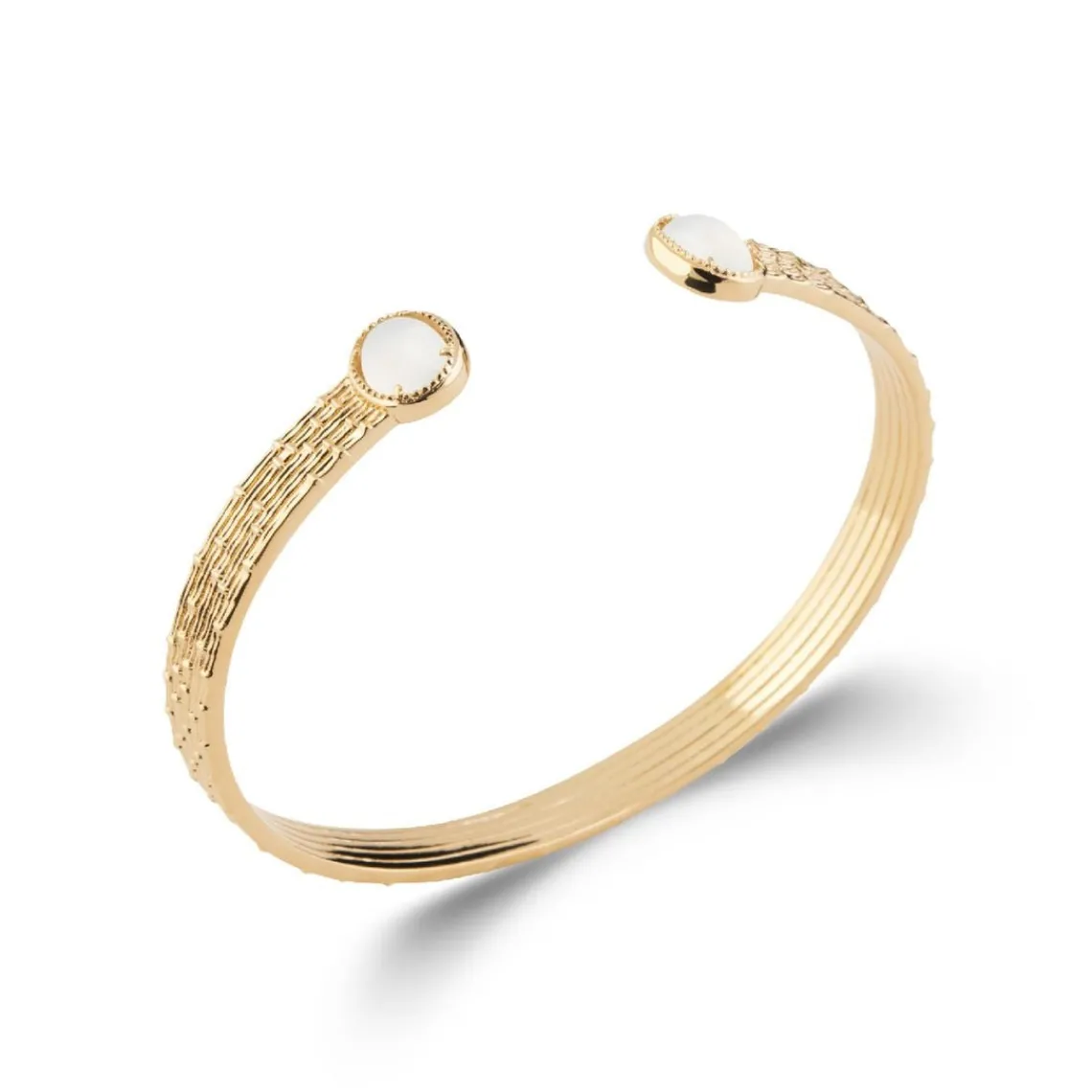 Maison de la Bijouterie Collier femme plaqué or pierre de lune serti griffe - UW3Z405V | Femme Bracelet