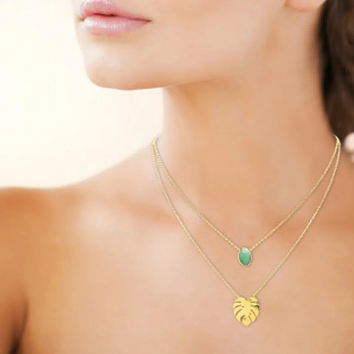Maison de la Bijouterie Collier femme plaqué or serti clos - UW30Y645 | Femme Collier Et Pendentif