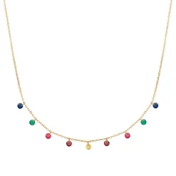 Maison de la Bijouterie Collier femme plaqué or teinté serti clos - UW34V345 | Femme Collier Et Pendentif