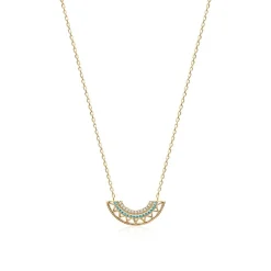 Maison de la Bijouterie Collier femme plaqué or turquoise serti griffe - UWZWUV45 | Femme Collier Et Pendentif