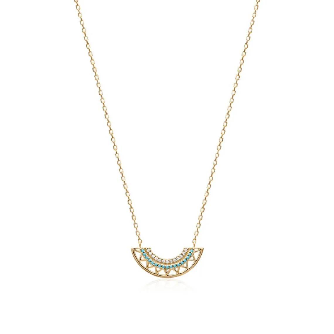 Maison de la Bijouterie Collier femme plaqué or turquoise serti griffe - UWZWUV45 | Femme Collier Et Pendentif