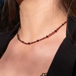 Sloya Collier Femme Paloma en pierres Grenat | Femme Collier Et Pendentif
