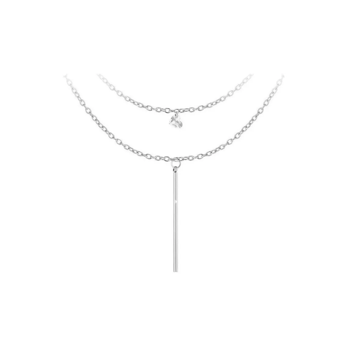 So Charm Bijoux Collier Femme So Charm - B2274-ARGENT+B2382-ARGENT-10004-WHITE - Collier Mode Argenté | Femme Collier Et Pendentif