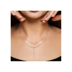 So Charm Bijoux Collier Femme So Charm - B2274-ARGENT+B2382-ARGENT-10004-WHITE - Collier Mode Argenté | Femme Collier Et Pendentif