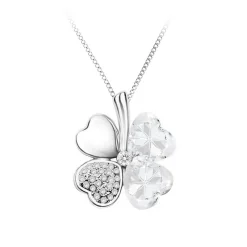 So Charm Bijoux Collier Femme So Charm - B128-ARGENT-CRYS - Collier Trèfle Argenté | Femme Collier Et Pendentif