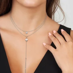 So Charm Bijoux Collier Femme So Charm - B2276-ARGENT+B2382-ARGENT-10001-CRYS - Collier Mode Argenté | Femme Collier Et Pendentif