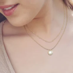 So Charm Bijoux Collier Femme So Charm - B2126-BLANC+B2370-DORE - Collier Mode Doré | Femme Collier Et Pendentif
