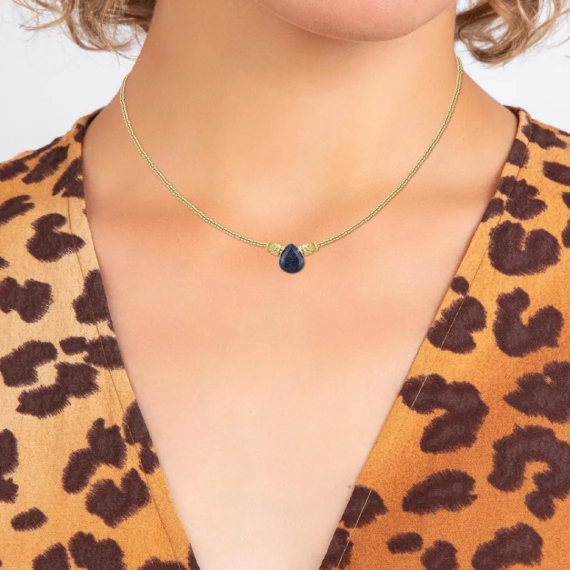 So Charm Bijoux Collier Femme So Charm - B4179-BLEU - Collier Mode Doré | Femme Collier Et Pendentif