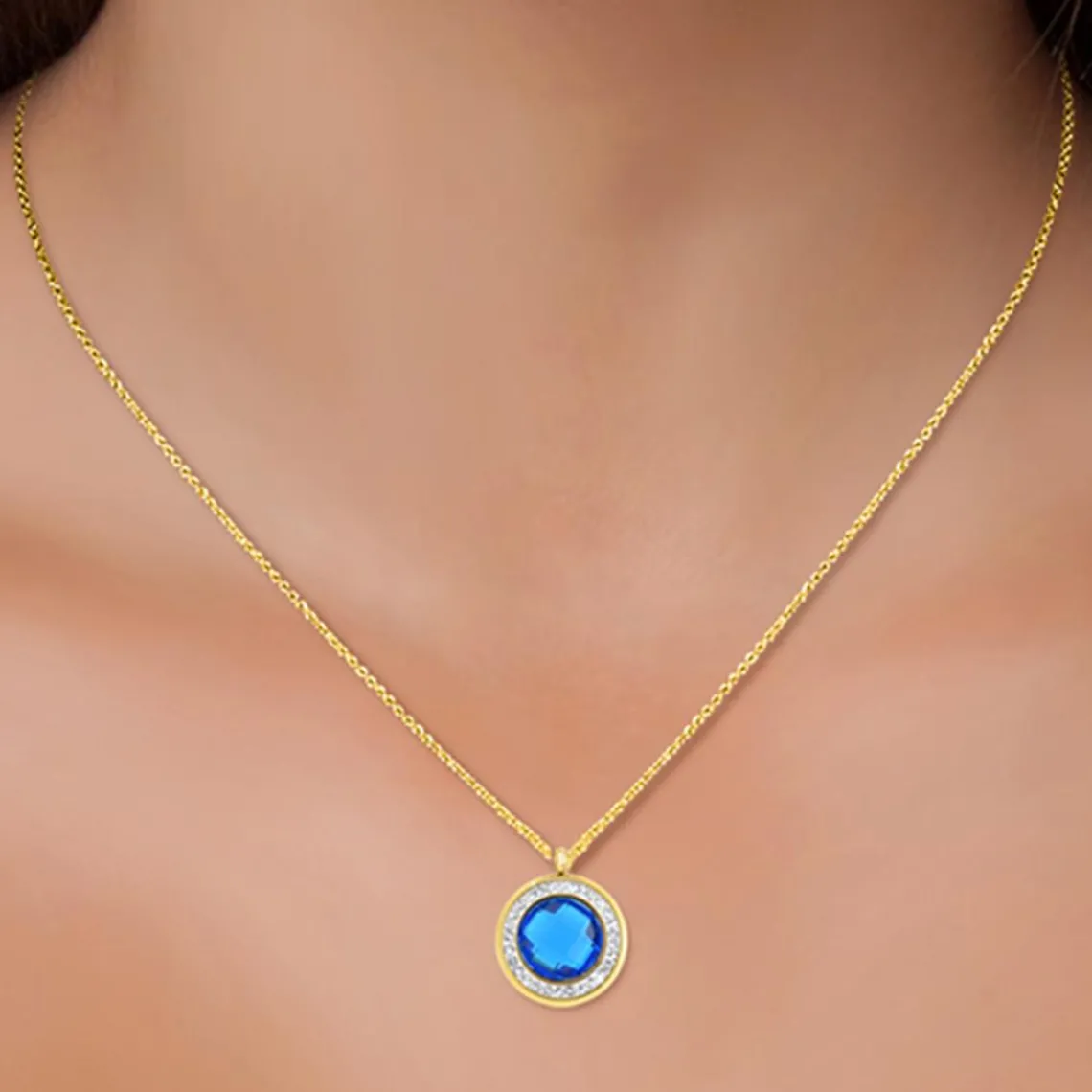 So Charm Bijoux Collier Femme So Charm - B2126-BLEU - Collier Mode Doré | Femme Collier Et Pendentif