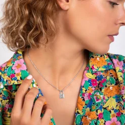 So Charm Bijoux Collier Femme So Charm - BD3169-ARGENT-DIAMANT - Collier Cadenas Argenté | Femme Collier Et Pendentif