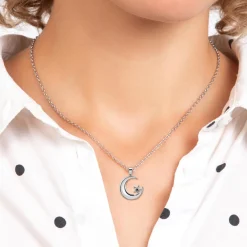 So Charm Bijoux Collier Femme So Charm - BD3300-ARGENT-DIAMANT-NOIR - Collier Mode Argenté | Femme Collier Et Pendentif