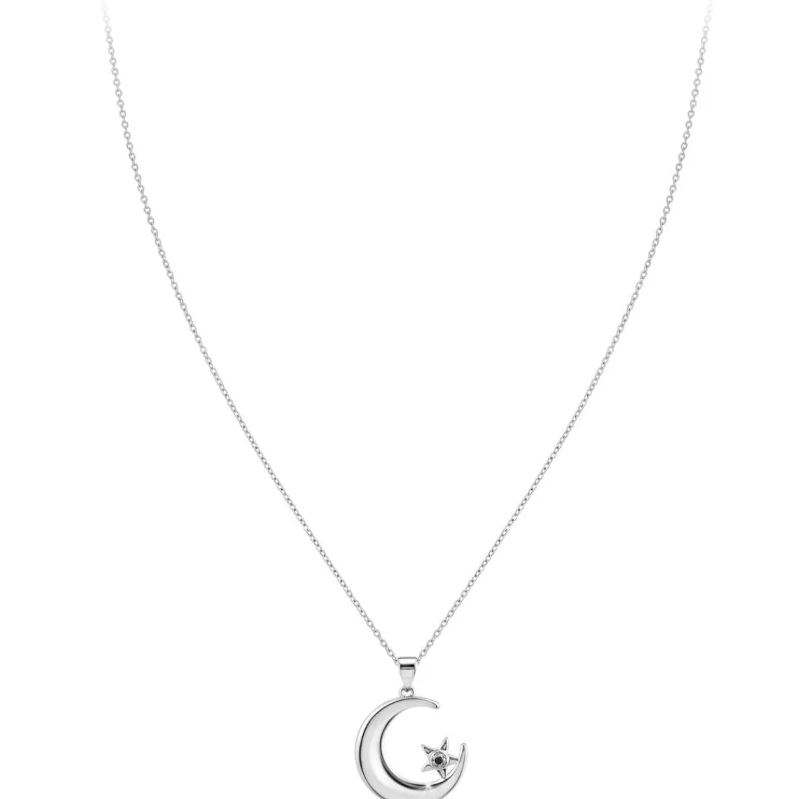 So Charm Bijoux Collier Femme So Charm - BD3300-ARGENT-DIAMANT-NOIR - Collier Mode Argenté | Femme Collier Et Pendentif