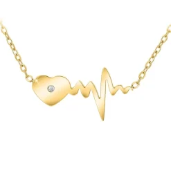 So Charm Bijoux Collier Femme So Charm - BD2757-COLLIER-DORE-DIAMANT-BLANC - Collier Coeur Doré | Femme Collier Et Pendentif