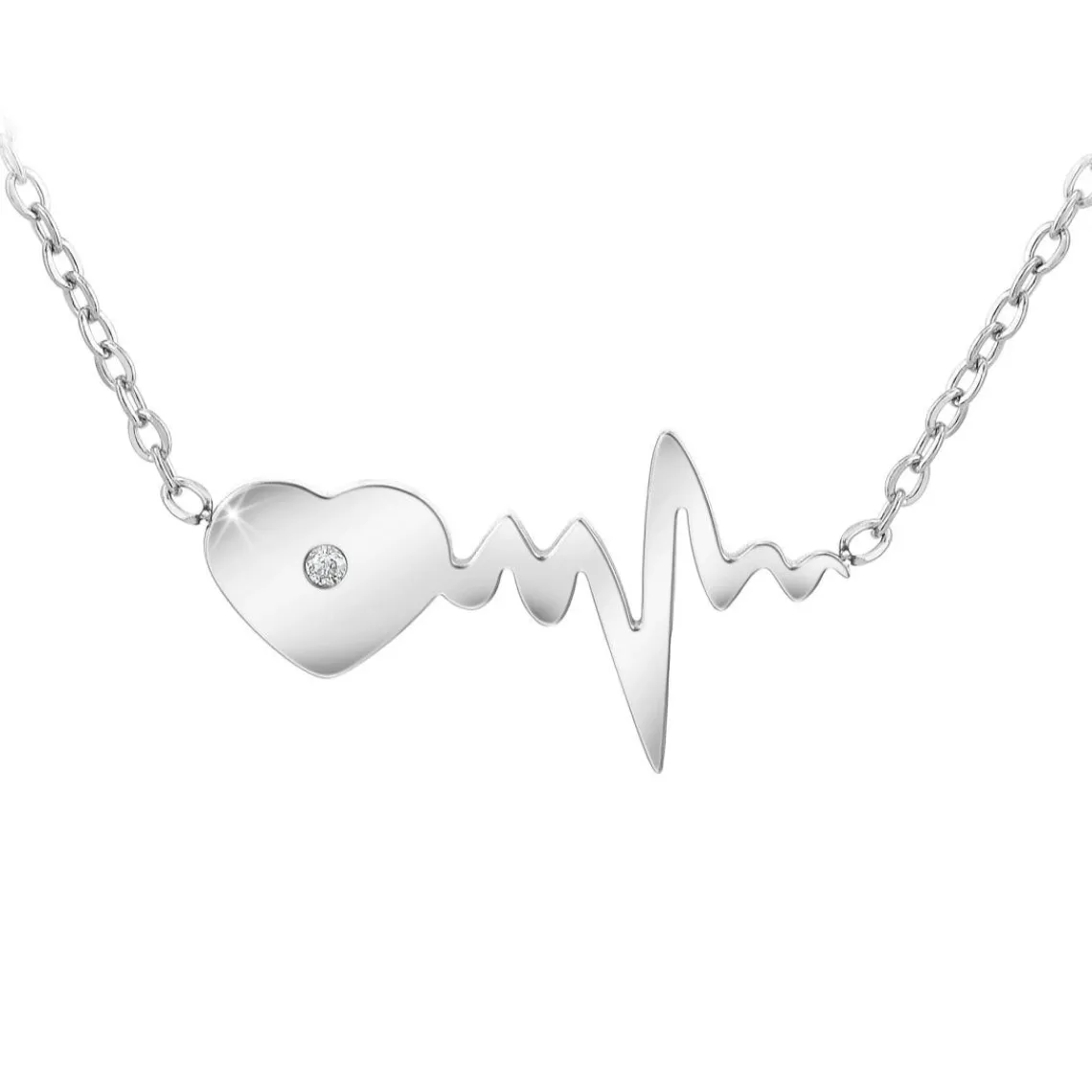 So Charm Bijoux Collier Femme So Charm - BD2757-COLLIER-ARGENT-DIAMANT-BLANC - Collier Coeur Argenté | Femme Collier Et Pendentif