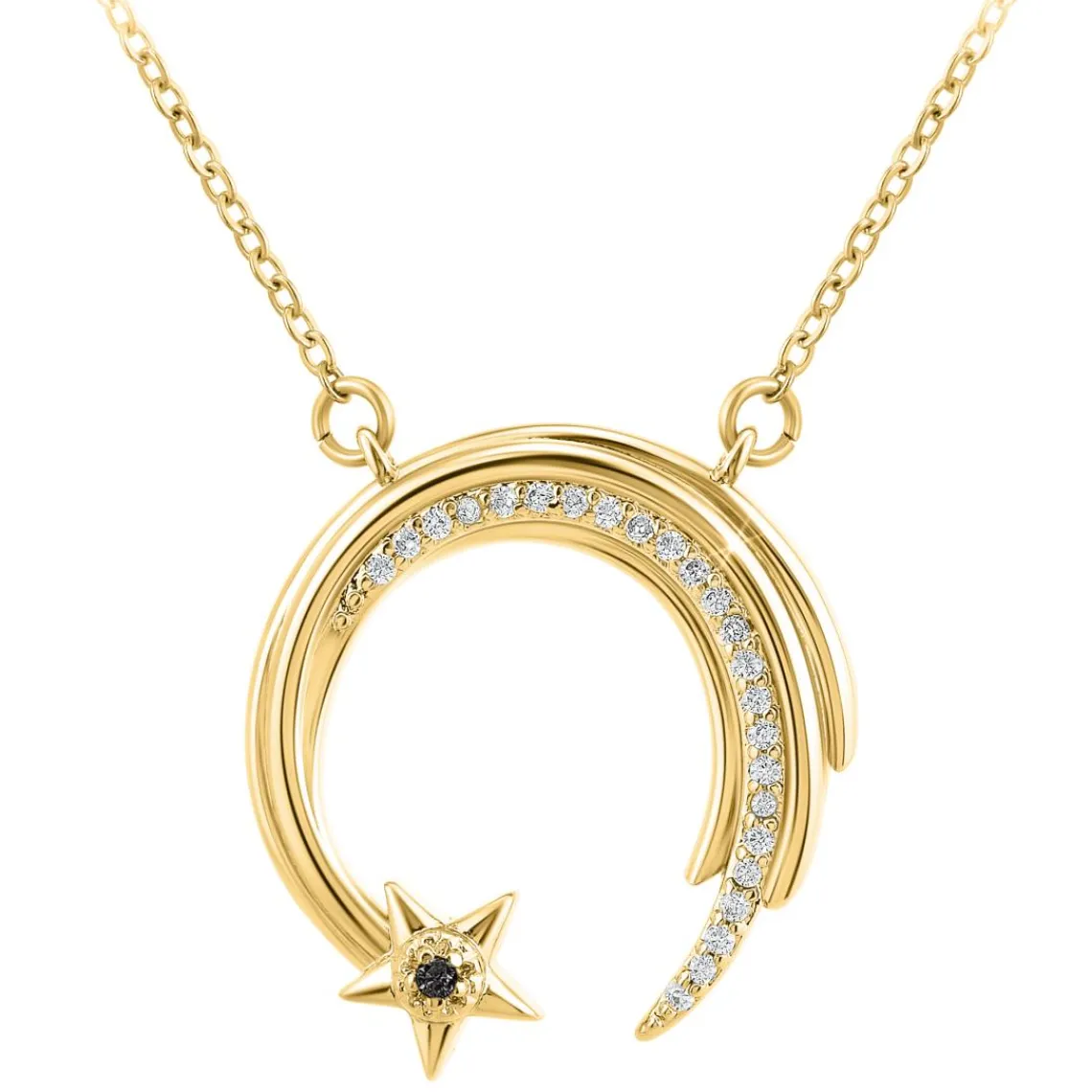 So Charm Bijoux Collier Femme So Charm - BD3301-DORE-DIAMANT-NOIR - Collier Mode Doré | Femme Collier Et Pendentif