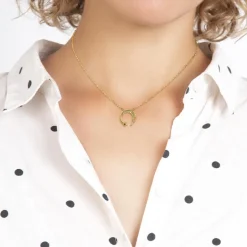 So Charm Bijoux Collier Femme So Charm - BD3301-DORE-DIAMANT-NOIR - Collier Mode Doré | Femme Collier Et Pendentif