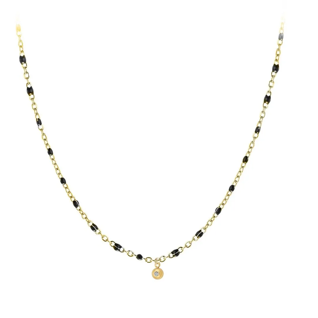So Charm Bijoux Collier Femme So Charm - BD2394-NOIR-DIAMANT - Collier Mode Doré | Femme Collier Et Pendentif