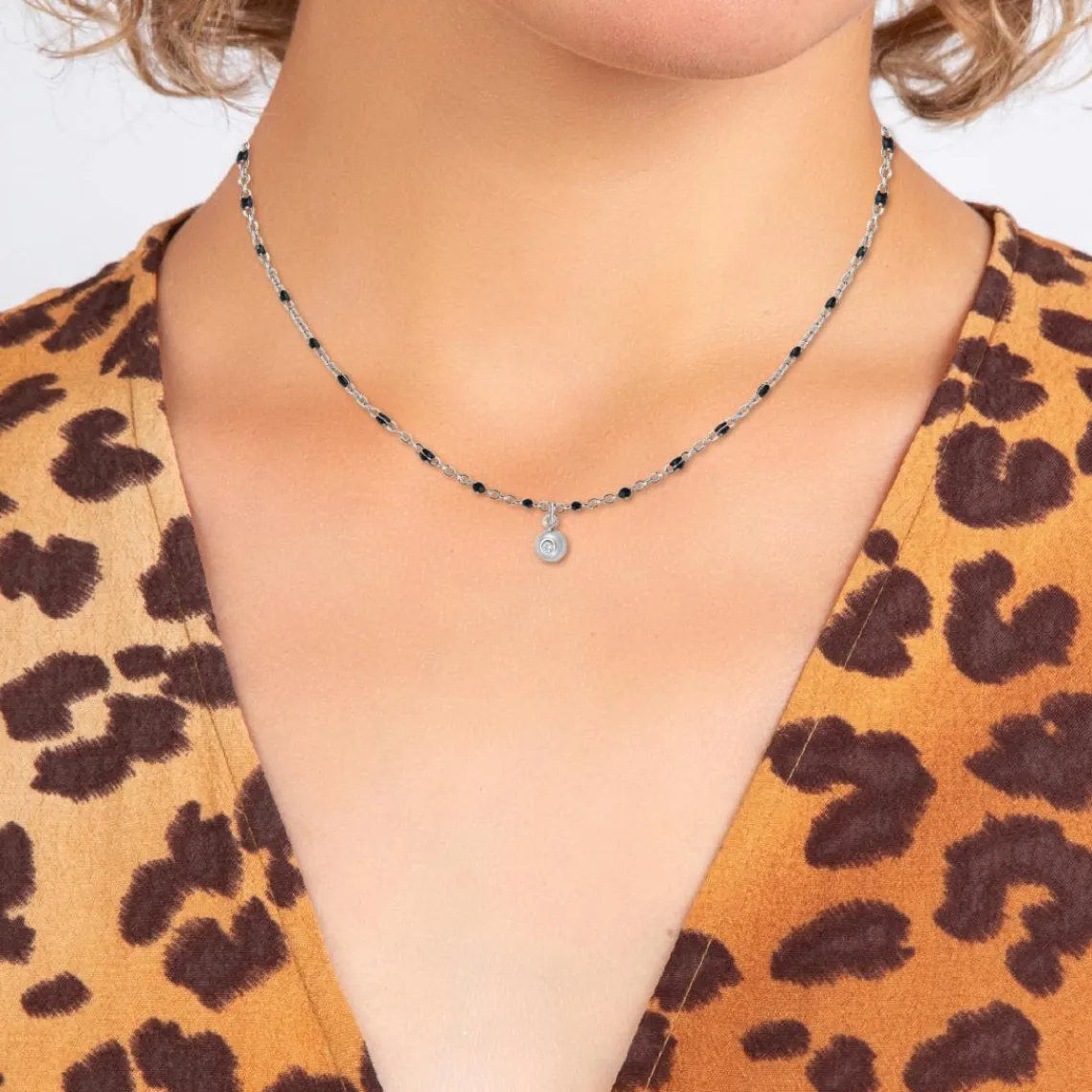 So Charm Bijoux Collier Femme So Charm - BD2380-NOIR-DIAMANT - Collier Mode Argenté | Femme Collier Et Pendentif