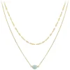 So Charm Bijoux Collier Femme So Charm - B4277-DORE-AMAZONITE - Collier Mode Doré | Femme Collier Et Pendentif