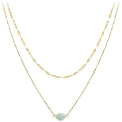 So Charm Bijoux Collier Femme So Charm - B4277-DORE-AMAZONITE - Collier Mode Doré | Femme Collier Et Pendentif