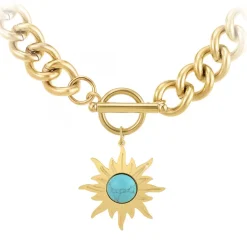 So Charm Bijoux Collier Femme So Charm - B3180-DORE+B3383-DORE-TURQUOISE Doré | Femme Collier Et Pendentif