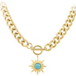 So Charm Bijoux Collier Femme So Charm - B3180-DORE+B3383-DORE-TURQUOISE Doré | Femme Collier Et Pendentif