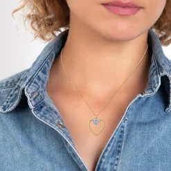 So Charm Bijoux Collier Femme So Charm - B3408-DORE-BLANC - Collier Coeur Doré | Femme Collier Et Pendentif