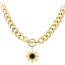 So Charm Bijoux Collier Femme So Charm - B3180-DORE+B3383-DORE-ONYX Doré | Femme Collier Et Pendentif