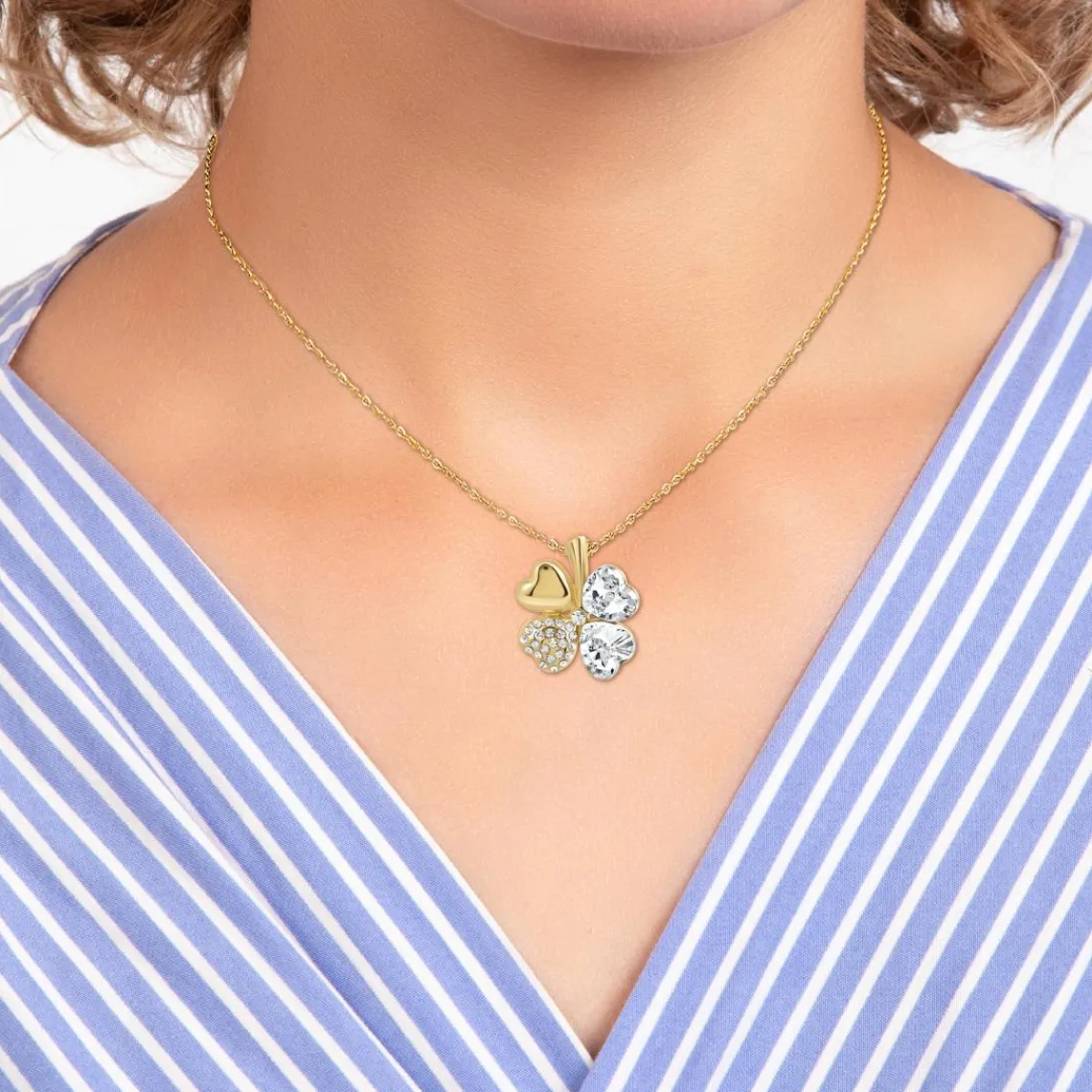 So Charm Bijoux Collier Femme So Charm - B128-DORE-CRYS - Collier Trèfle Doré | Femme Collier Et Pendentif