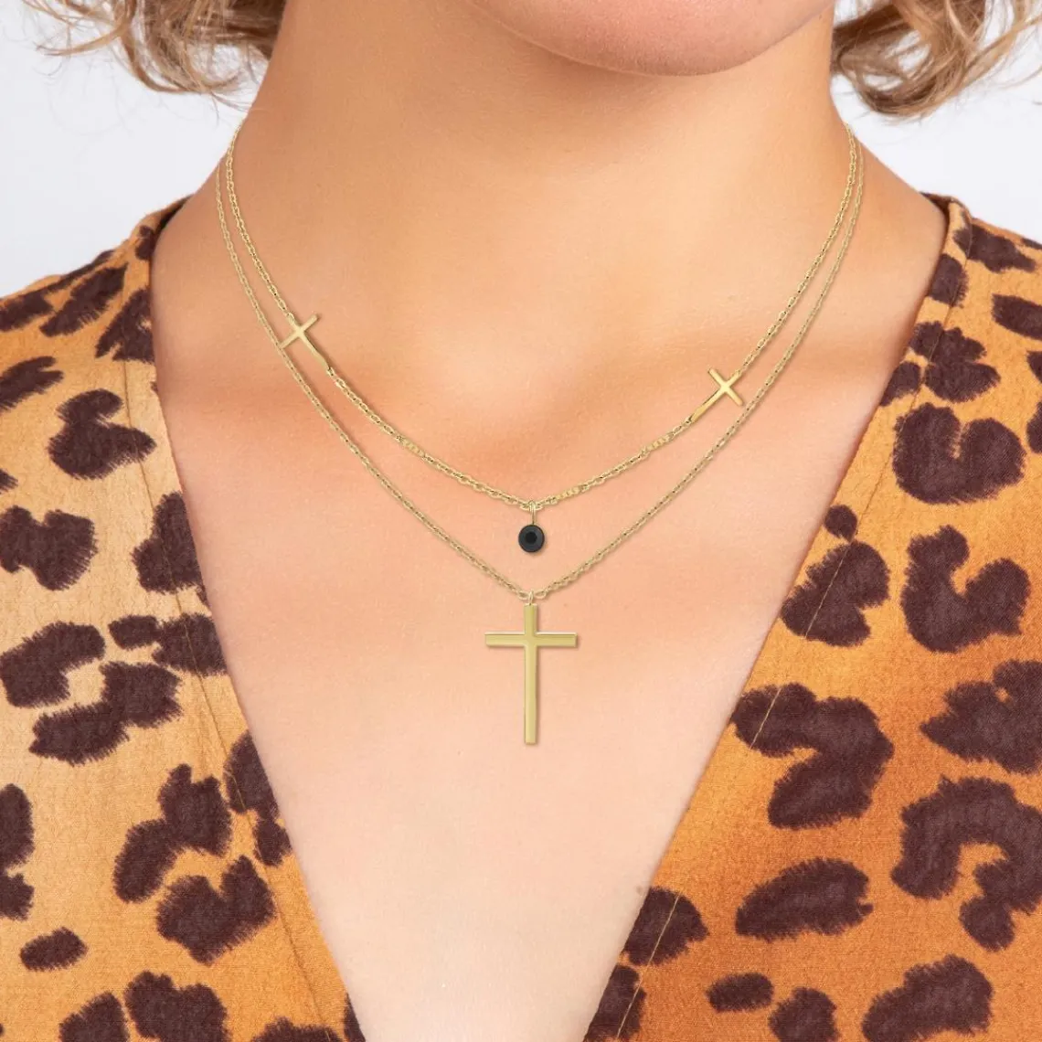 So Charm Bijoux Collier Femme So Charm - B3091-DORE - Collier Croix Doré | Femme Collier Et Pendentif