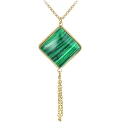 So Charm Bijoux Collier Femme So Charm - B3040-MALACHITE - Collier Mode Doré | Femme Collier Et Pendentif