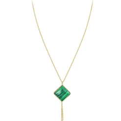 So Charm Bijoux Collier Femme So Charm - B3040-MALACHITE - Collier Mode Doré | Femme Collier Et Pendentif