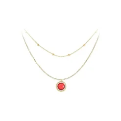 So Charm Bijoux Collier Femme So Charm - B2126-ROUGE+B2370-DORE - Collier Mode Doré | Femme Collier Et Pendentif