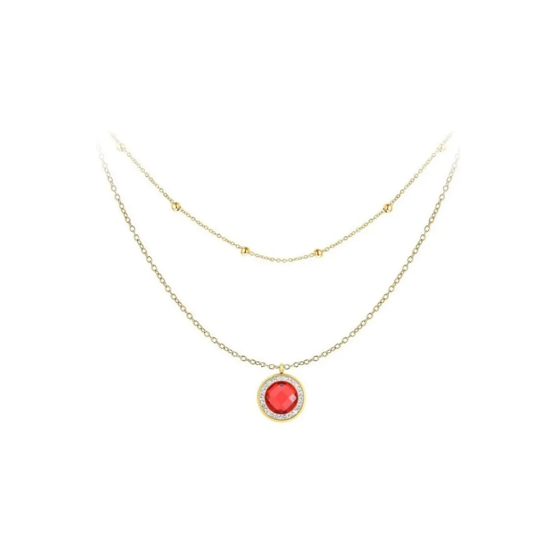 So Charm Bijoux Collier Femme So Charm - B2126-ROUGE+B2370-DORE - Collier Mode Doré | Femme Collier Et Pendentif