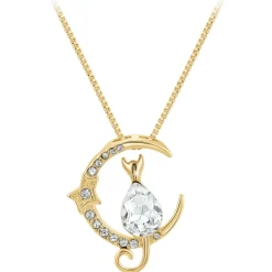 So Charm Bijoux Collier Femme So Charm - BS1542-DORE-CRYS - Collier Chat Doré | Femme Collier Et Pendentif