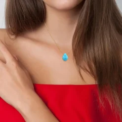 So Charm Bijoux Collier Femme So Charm - B2498-TURQUOISE - Collier Mode Doré | Femme Collier Et Pendentif
